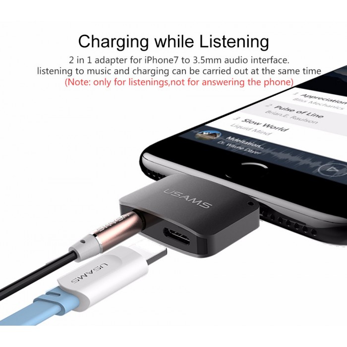 Tzumi 2-in-1 Lightning to Headphone Audio and Charger Adapter